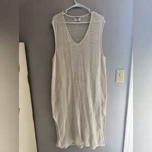 Old Navy Sleeveless Crochet MIDI Swim Cover Up Dress Women’s SZ XL Cream Summer